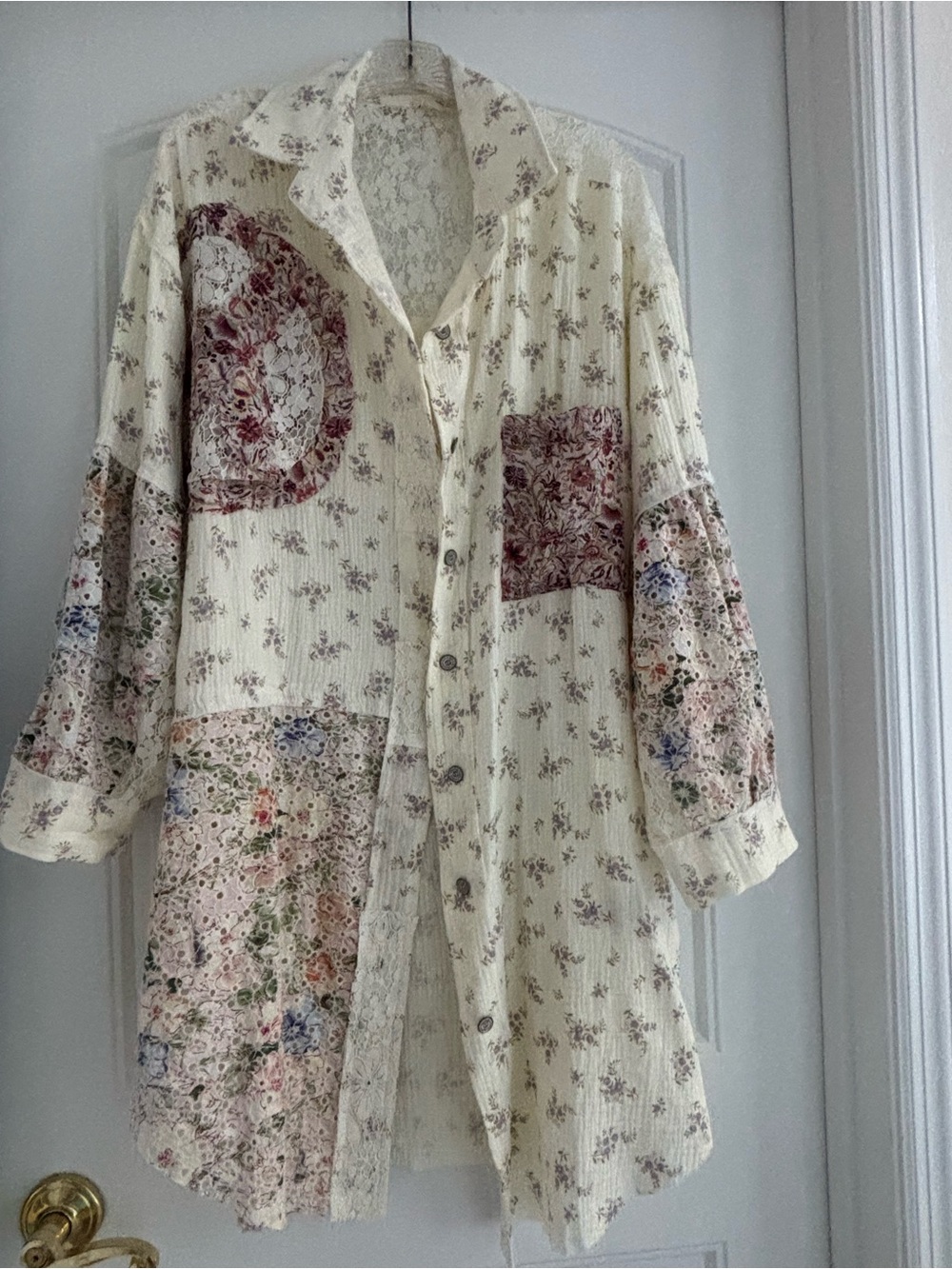 POL Cream Floral Patchwork Trench Coat